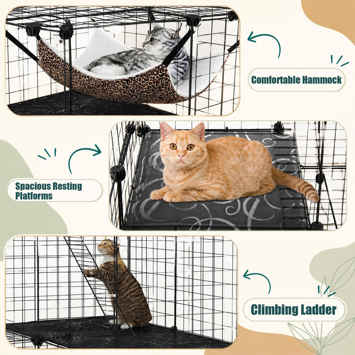 3-Tier Cat Cages Indoor M32302