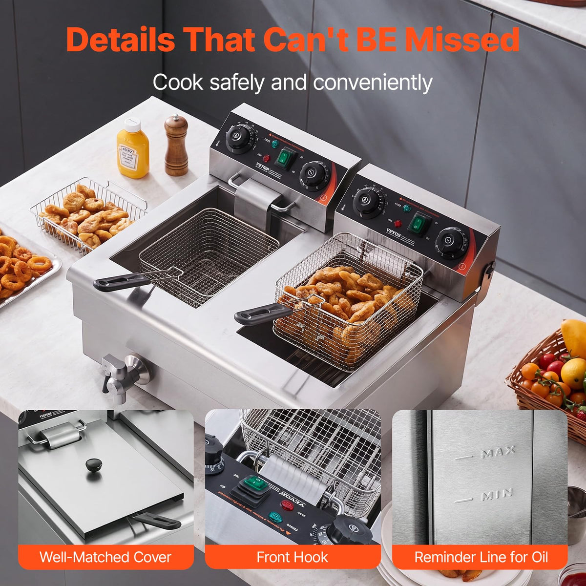 3000W Dual Tank Stainless Steel Electric Deep Fryer O313