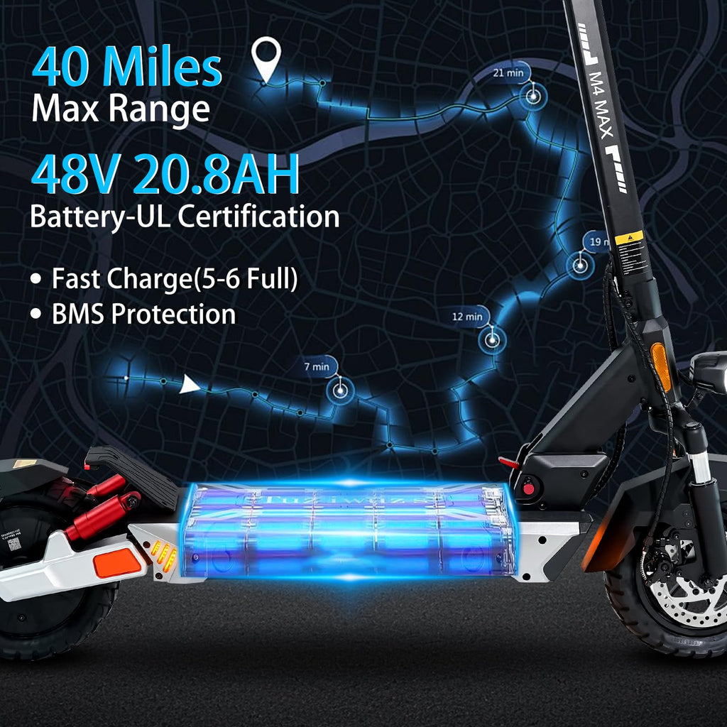 Electric Scooter 1600/4000/6000W Motor 50 Miles Range 10" Off Road Tire Folding E-Scooter with Detachable Seat J85925
