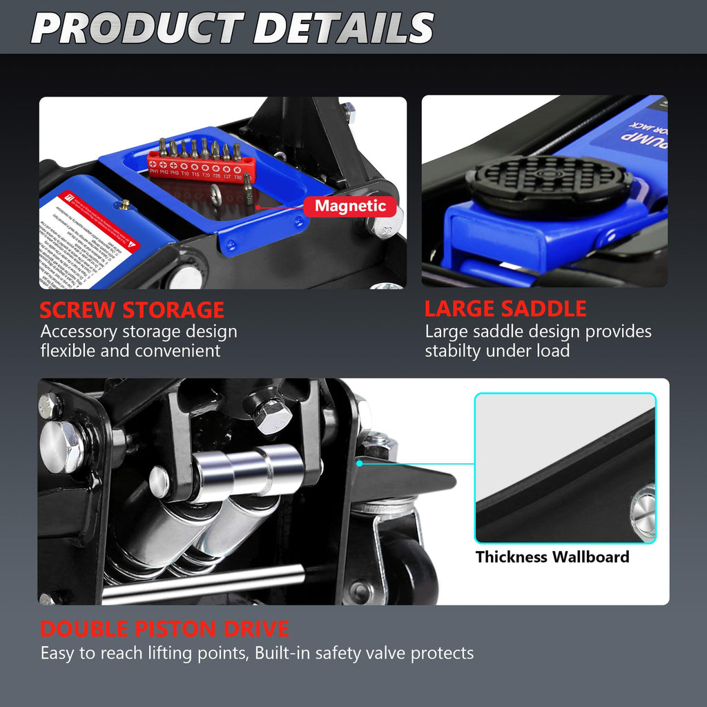 3 Ton Low Profile Hydraulic Floor Jack with Jack Stands X214