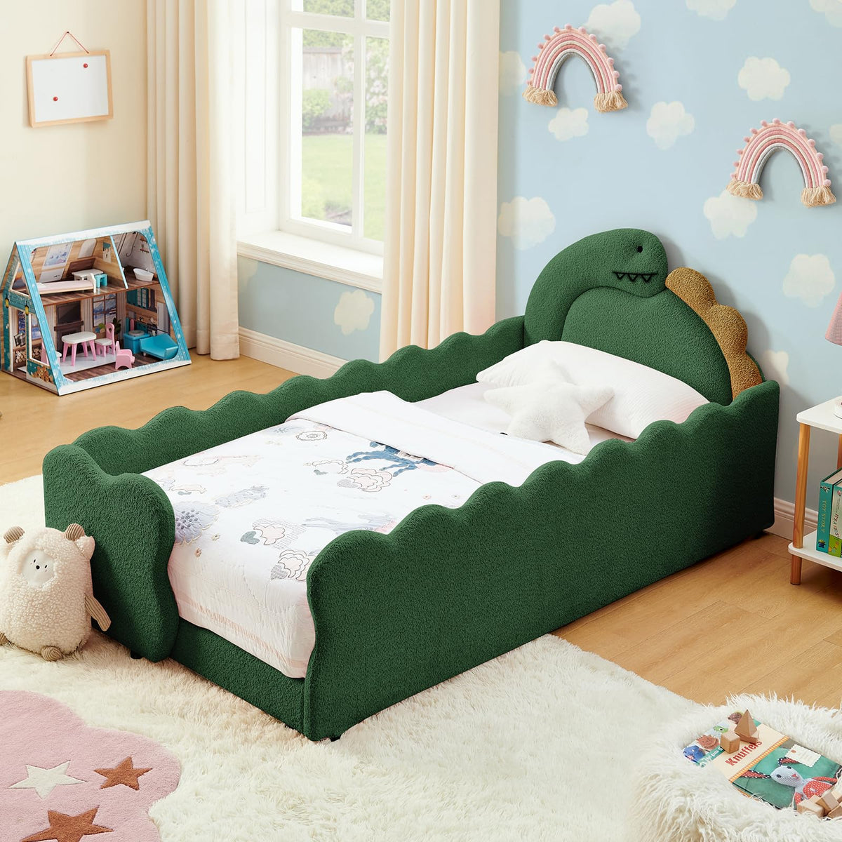 Twin Size Upholstered Boucle Daybed with Slats Support A9985