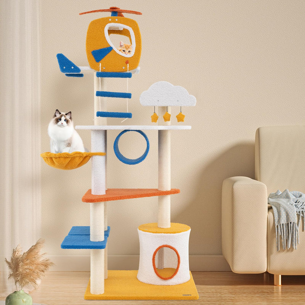 70 inch Multi-Level Cat Tree Tower with Scratching Posts L8769