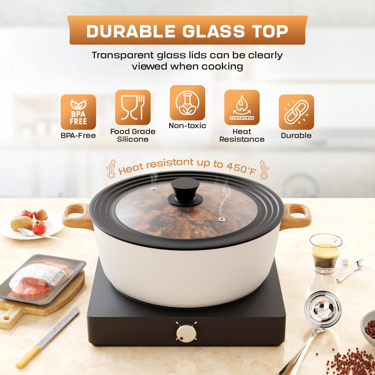Universal Lid for Pots, Pans & Skillets 10"-11.5" Glass Lid I400