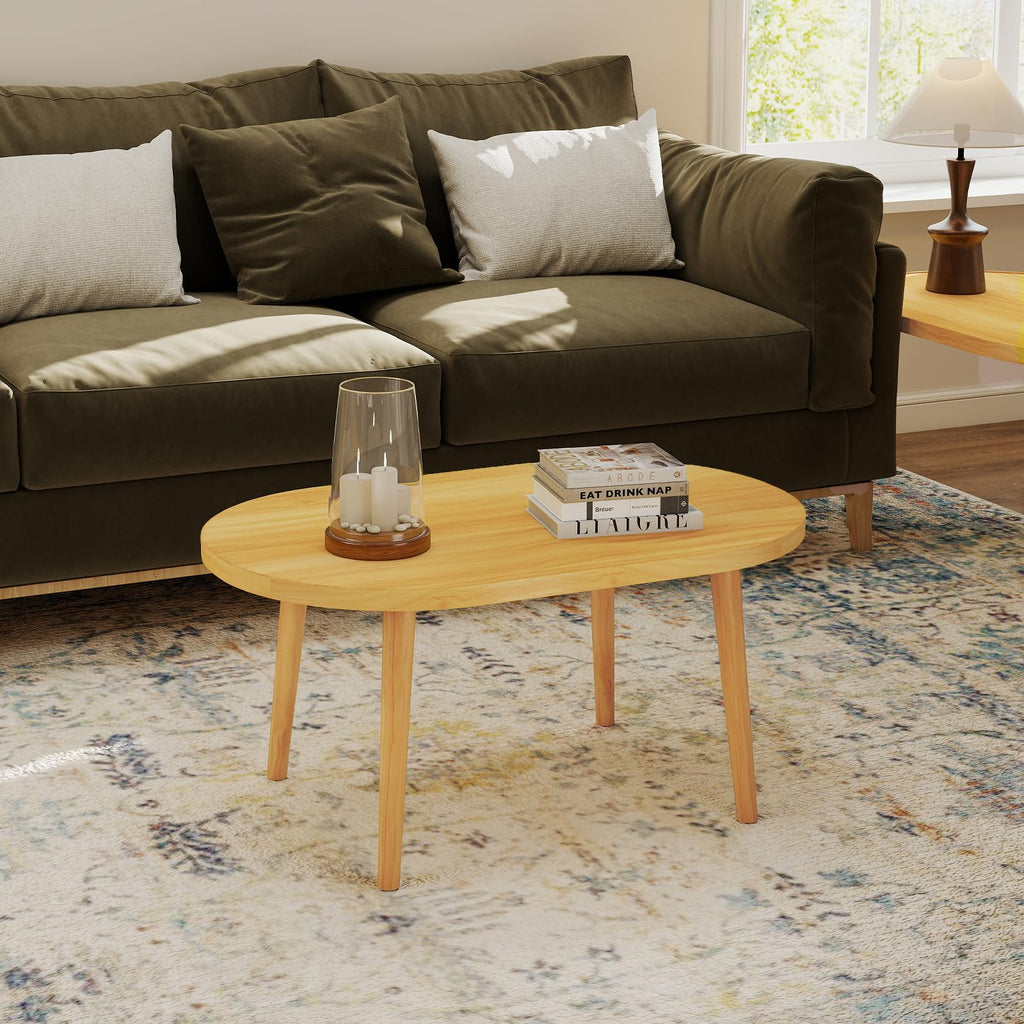 Oval Coffee Table Natural 19.7"D x 31.5"W x 16"H P957