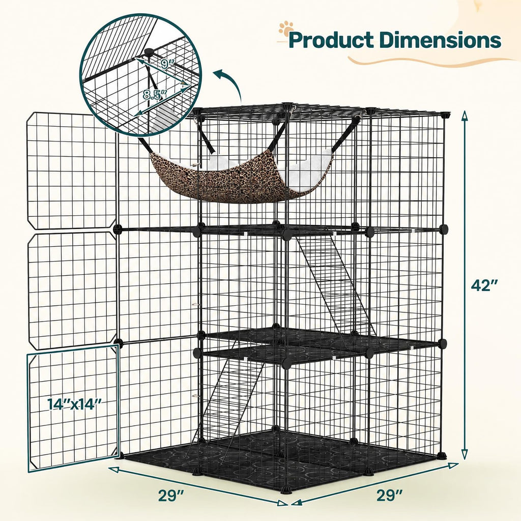 3-Tier Cat Cages Indoor M32302
