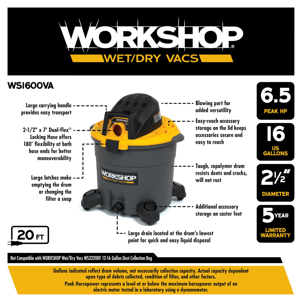 16-Gallon Wet Dry Vacuum Cleaner H88118