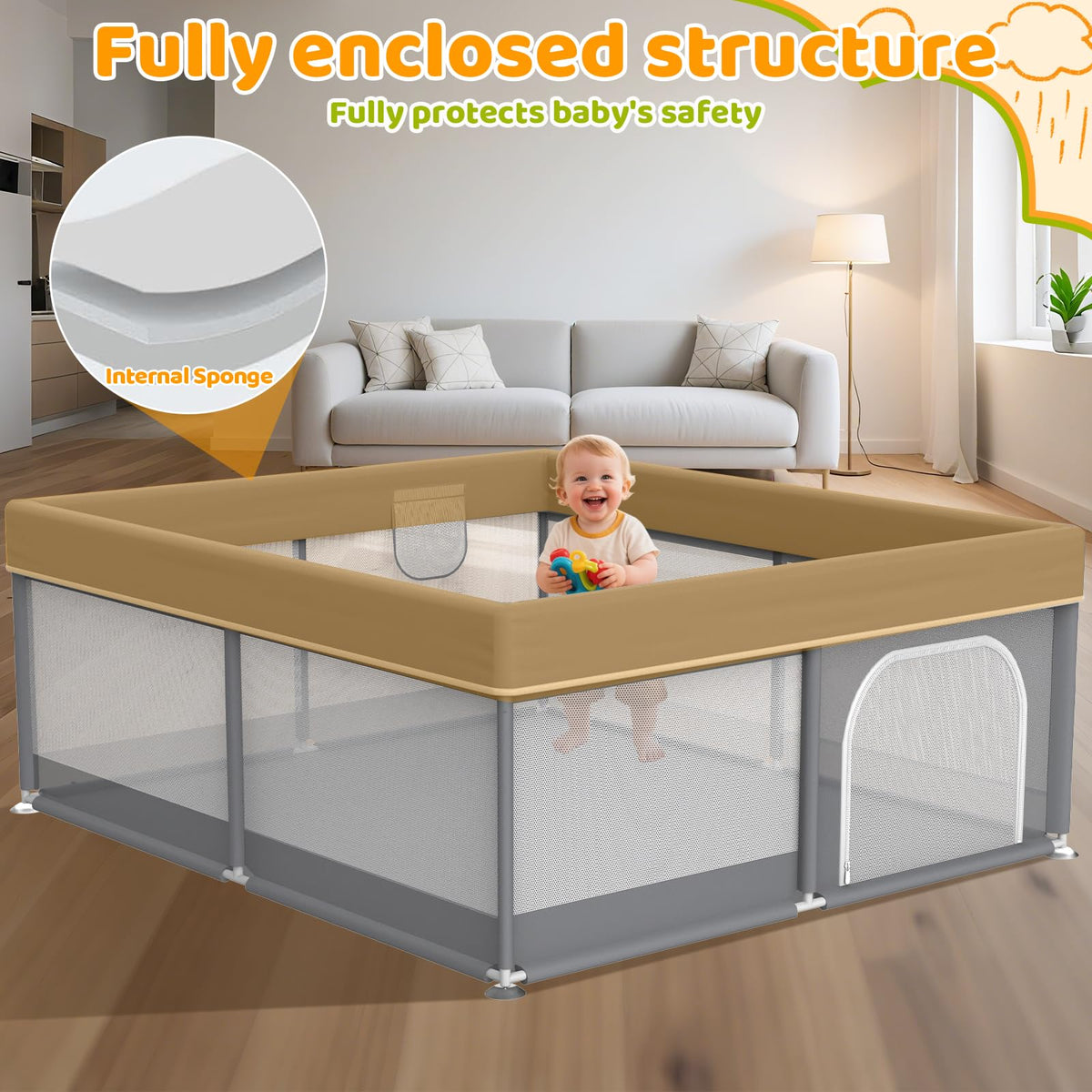 79x71 Inch Extra Large Baby Playpen Y20358