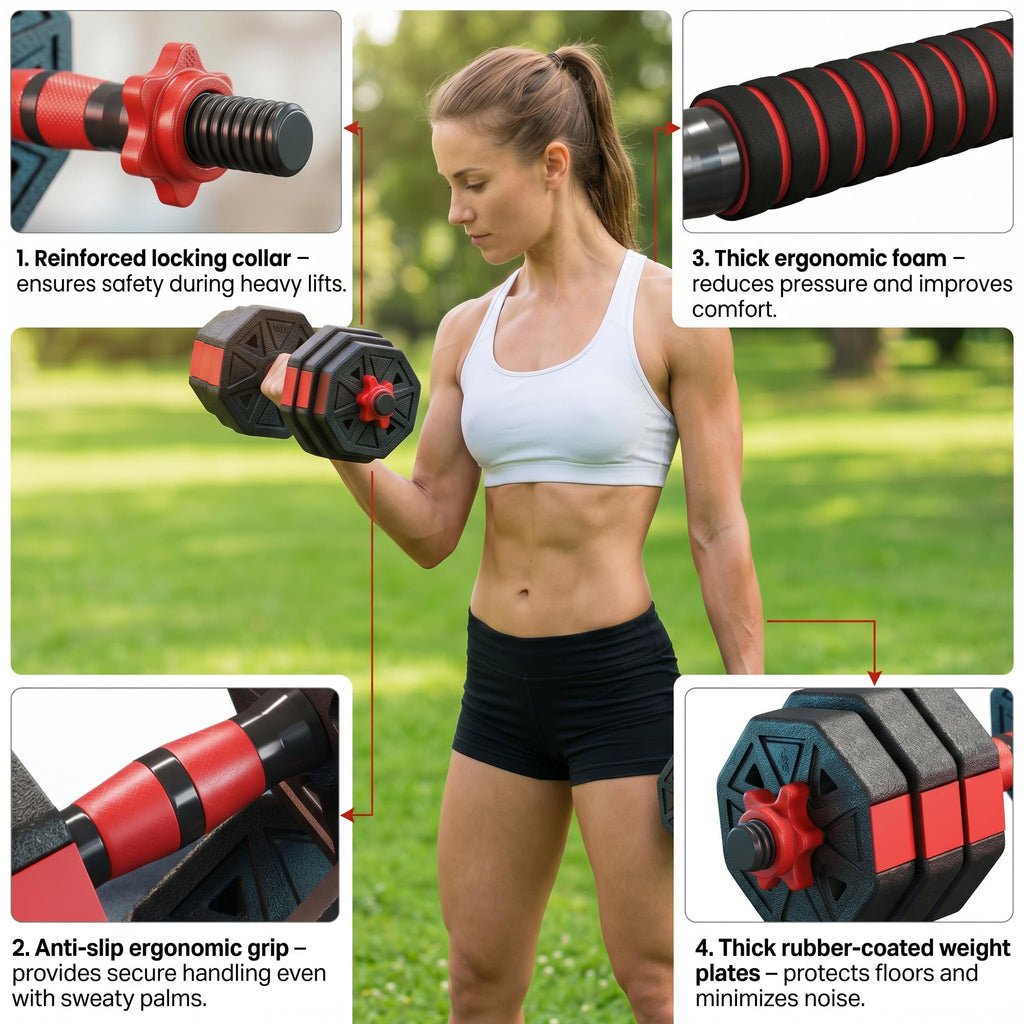 45LB Adjustable Dumbbell & Barbell Weight Set U705