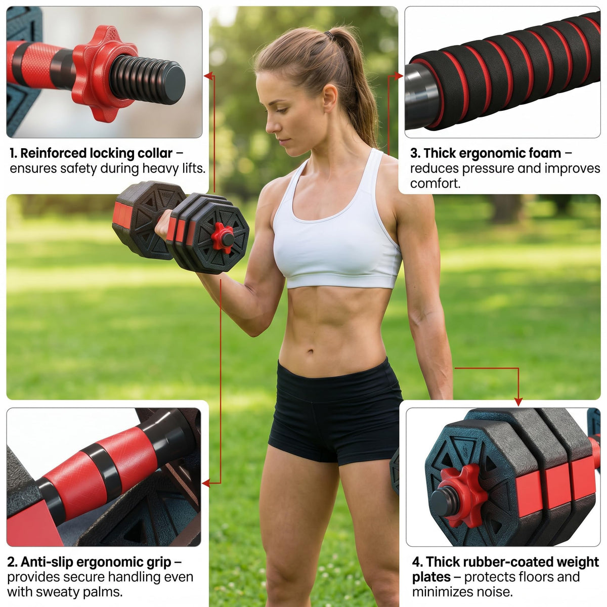 45LB Adjustable Dumbbell & Barbell Weight Set U705