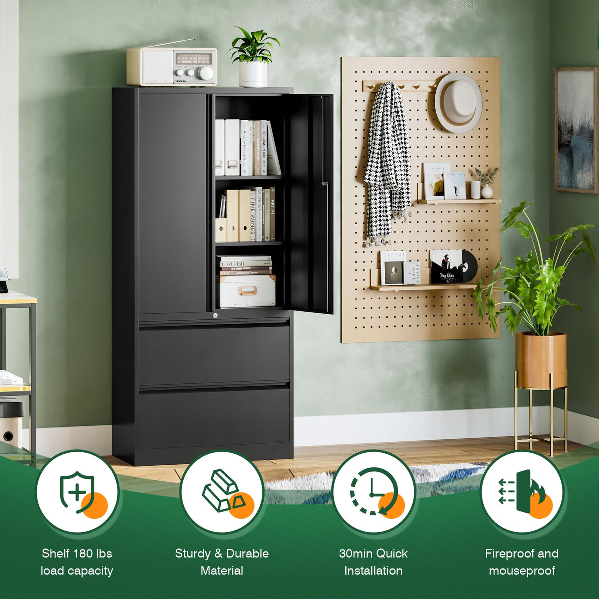 Metal 2 Drawer File Cabinet with Lock T4388
