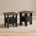 Brown Set of 2 Side Table with Storage Bin Drawer O8277