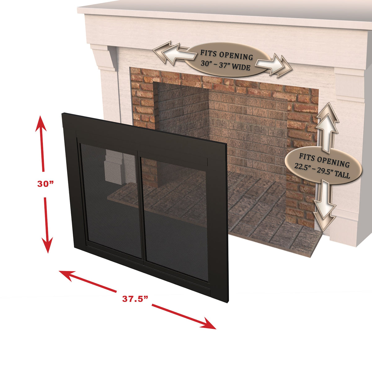 Black Small Fireplace Glass Door W871272