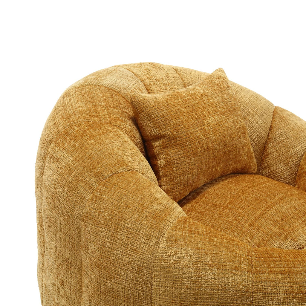 Yellow Chenille Memory Foam Bean Bag Chair with Ottoman B7404