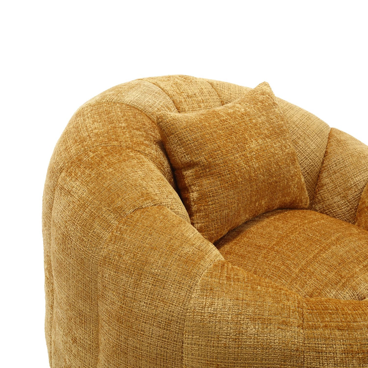 Yellow Chenille Memory Foam Bean Bag Chair with Ottoman B7404