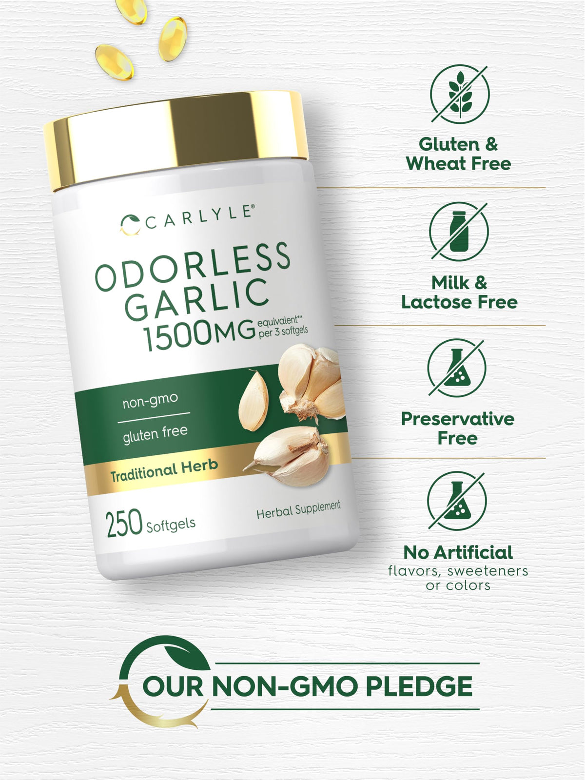 Odorless Garlic Supplement 250 Softgels G348