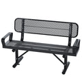 4FT Black Metal Garden Bench with Backrest G257