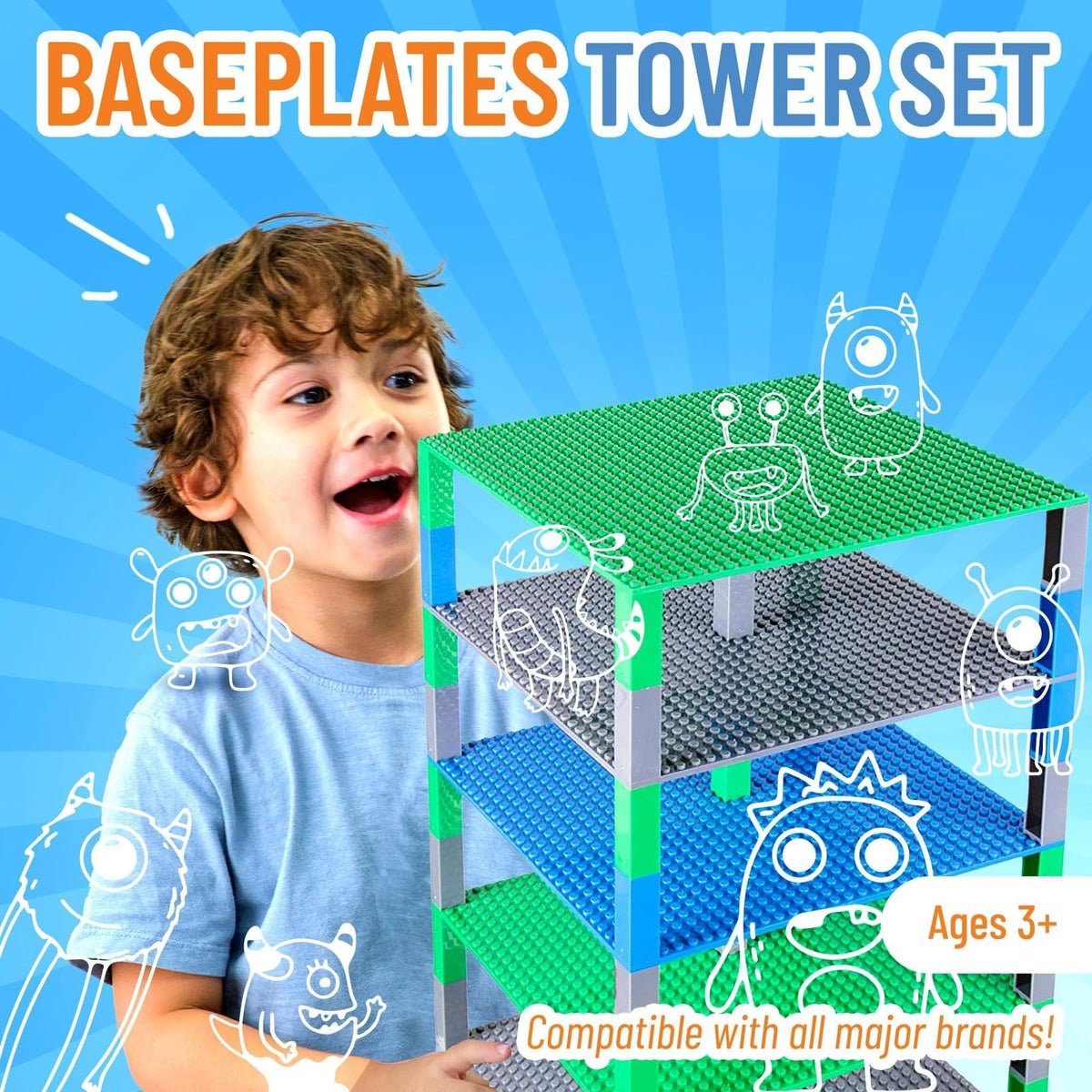 10 x 10 in 6 Baseplates with 50 Stackers Building Toy Blocks S406