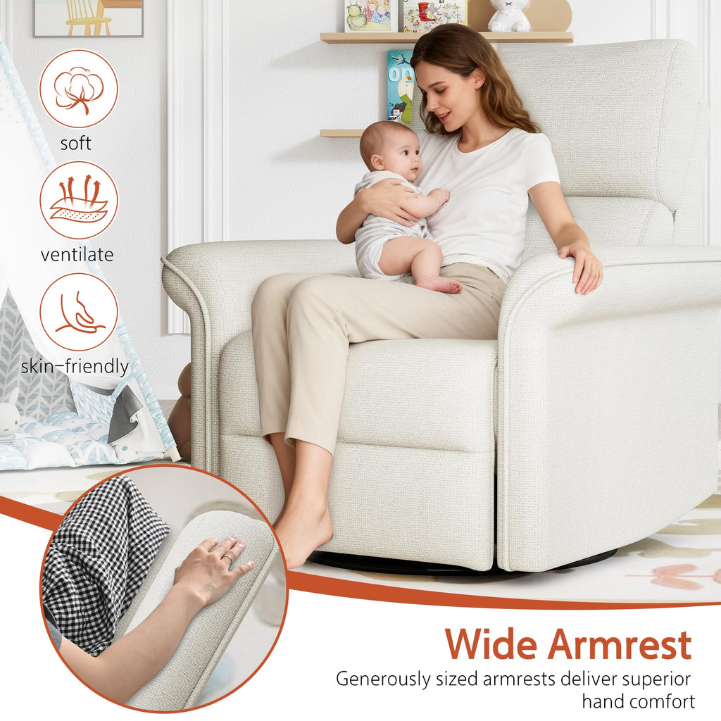 Fabric Light Gray Swivel Rocker Recliner Chair Y807