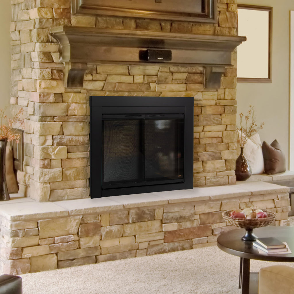 Black Small Fireplace Glass Door W871272