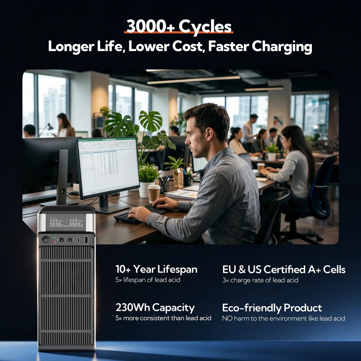 1500VA/1000W LiFePO4 UPS Battery Backup & Surge Protector I48239