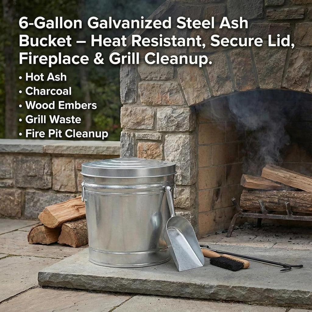 6-Gallon Galvanized Steel Storage Can with Lid Q826