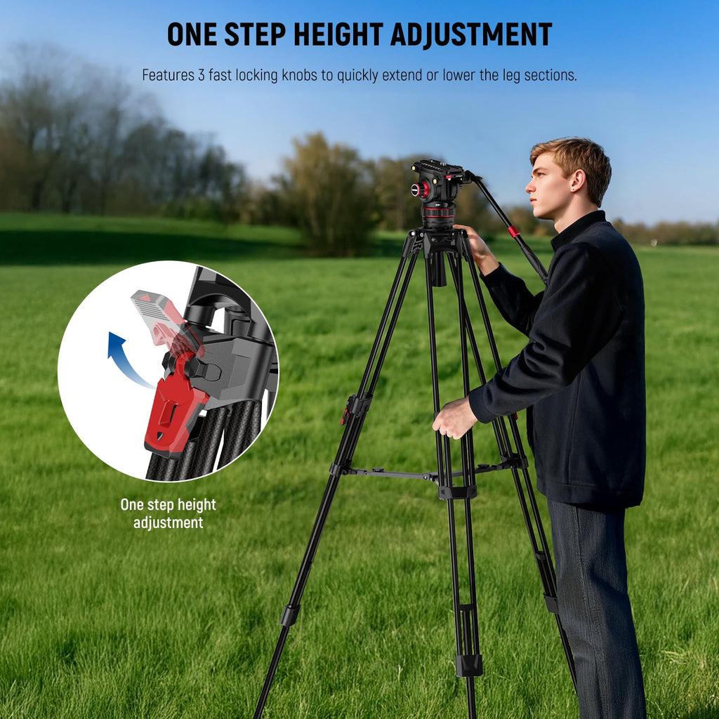 Carbon Fiber Video Camera Tripod with Fluid Head U5809