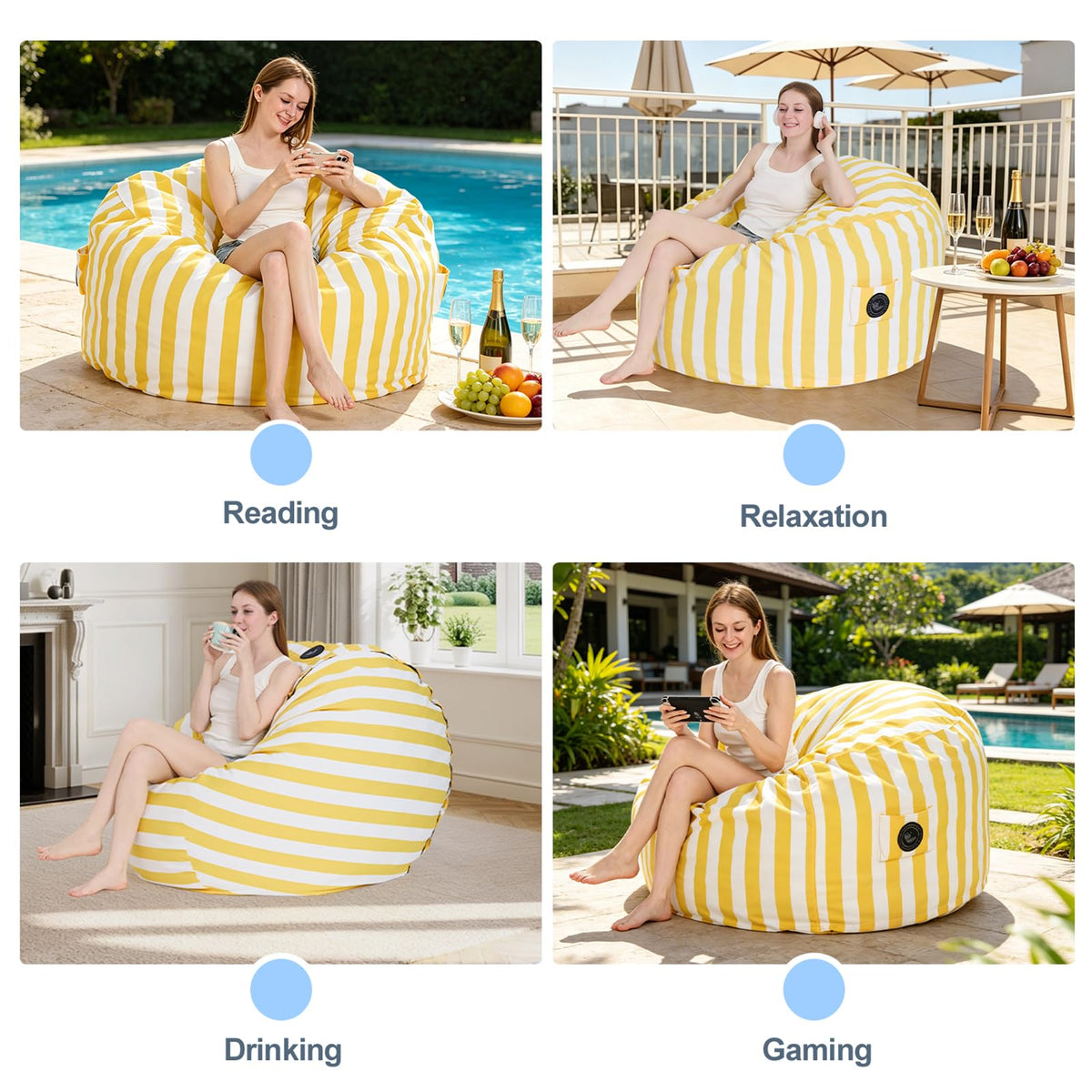 4FT Oversized Waterproof Memory Foam Bean Bag Chair H643087