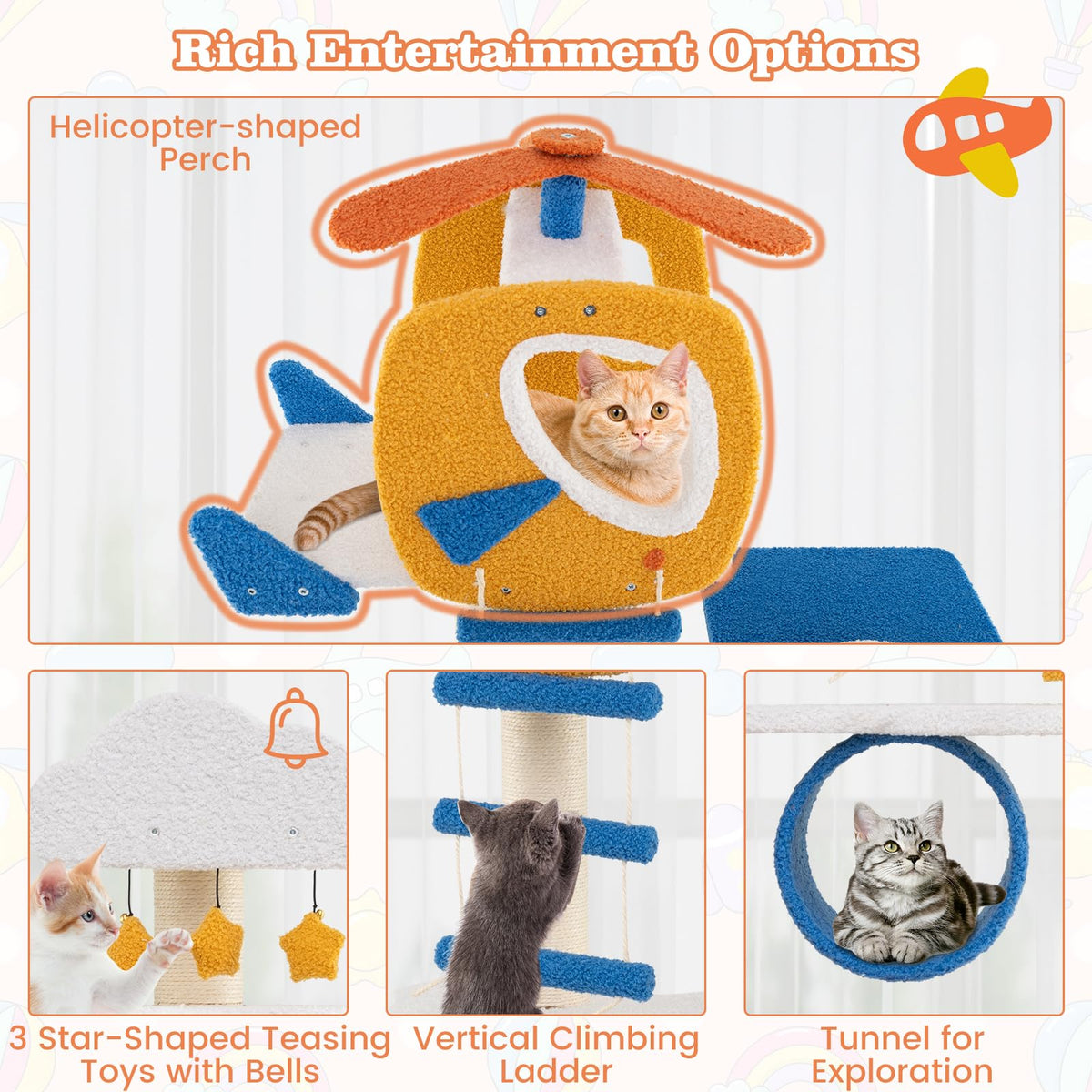 70 inch Multi-Level Cat Tree Tower with Scratching Posts L8769