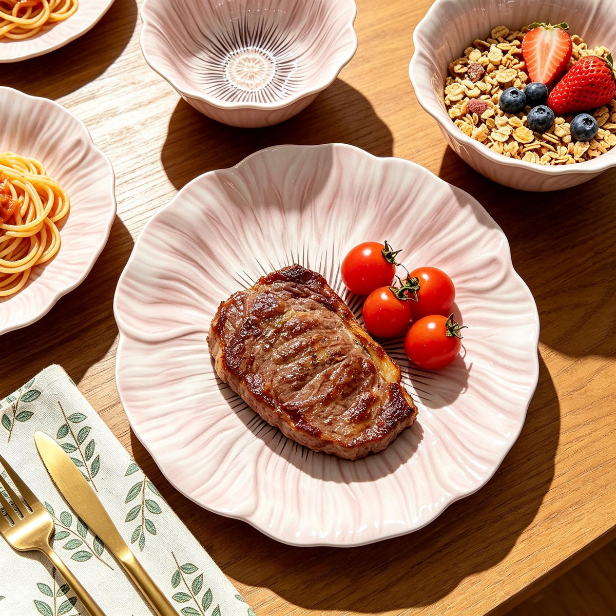 Ceramic Dinnerware Set of 12, Plates and Bowls Set for 4 S2724