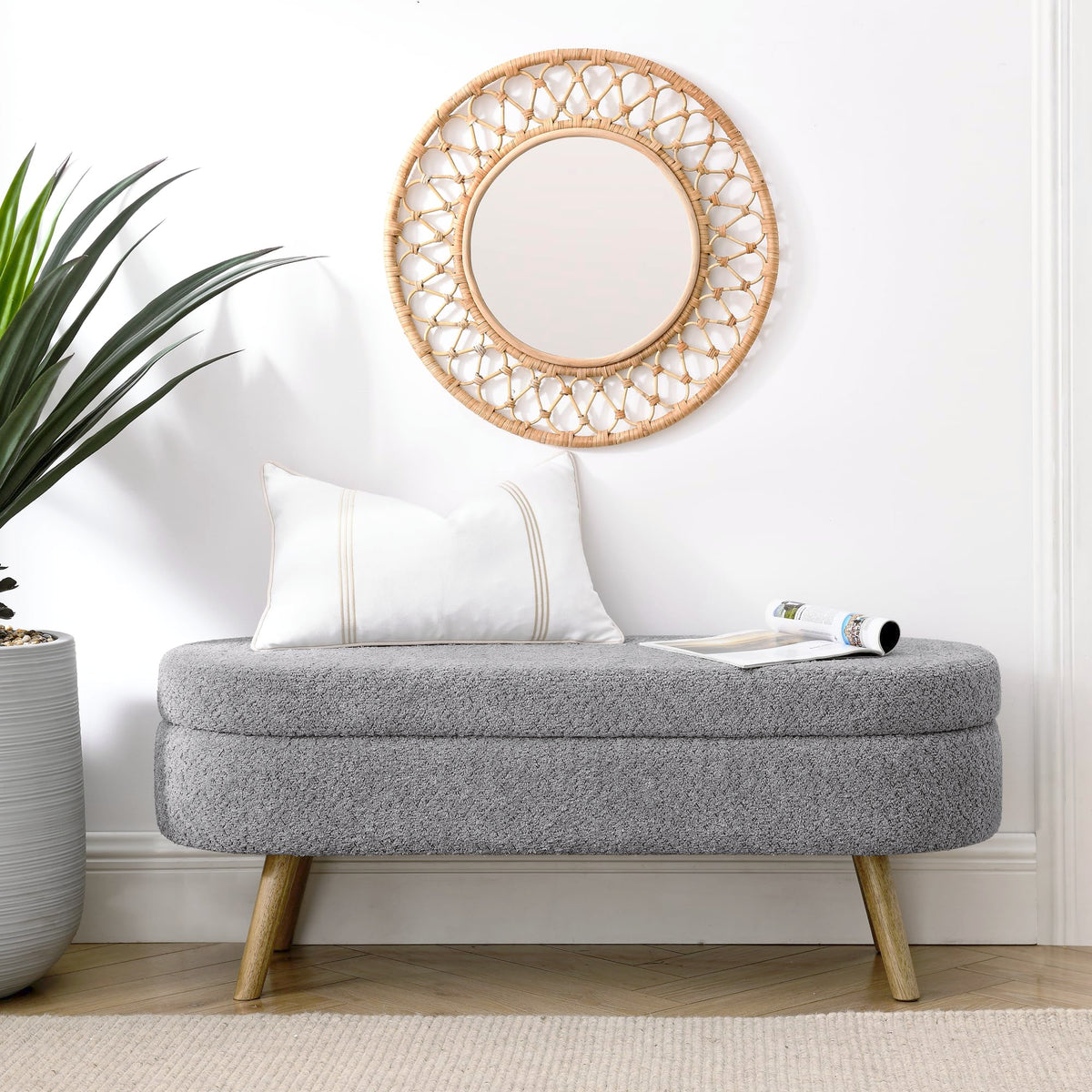 Oval Storage Bench with Rubber Wood Legs H791