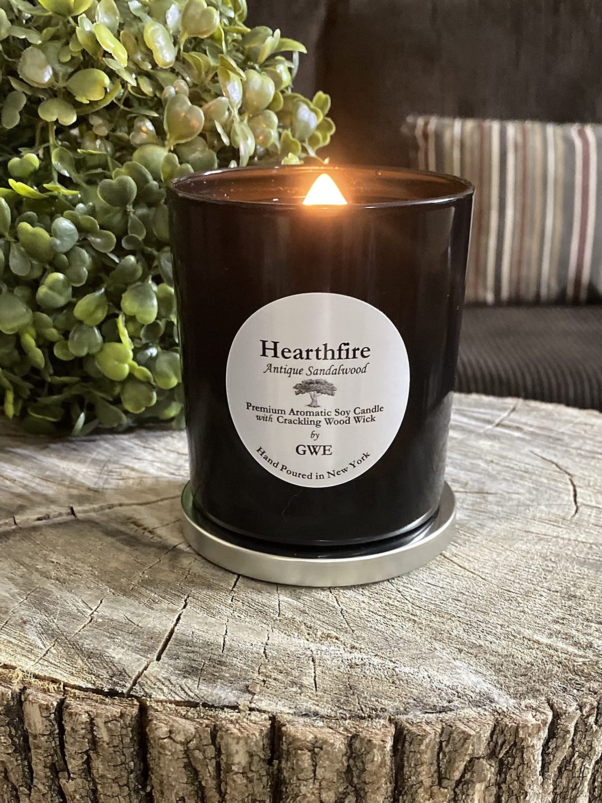 Sandalwood Scented Soy Candle with Wood Wick L52587