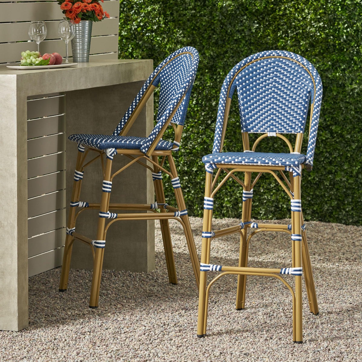 29.5" PE Rattan Bar Stool Set of 2 W323335
