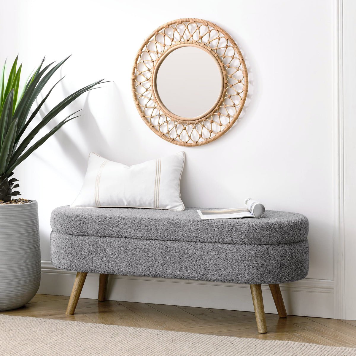 Oval Storage Bench with Rubber Wood Legs H791
