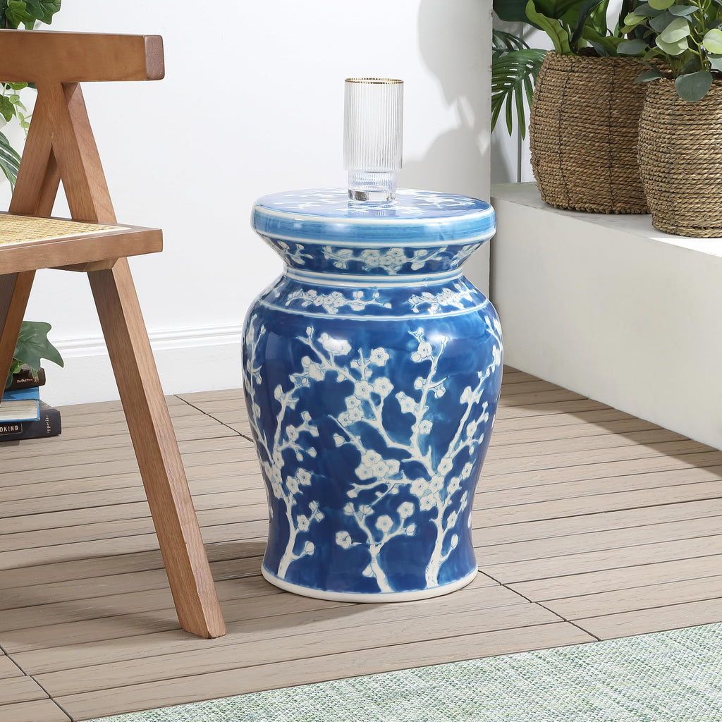 Ceramic Garden Stool 18" Side Table W897