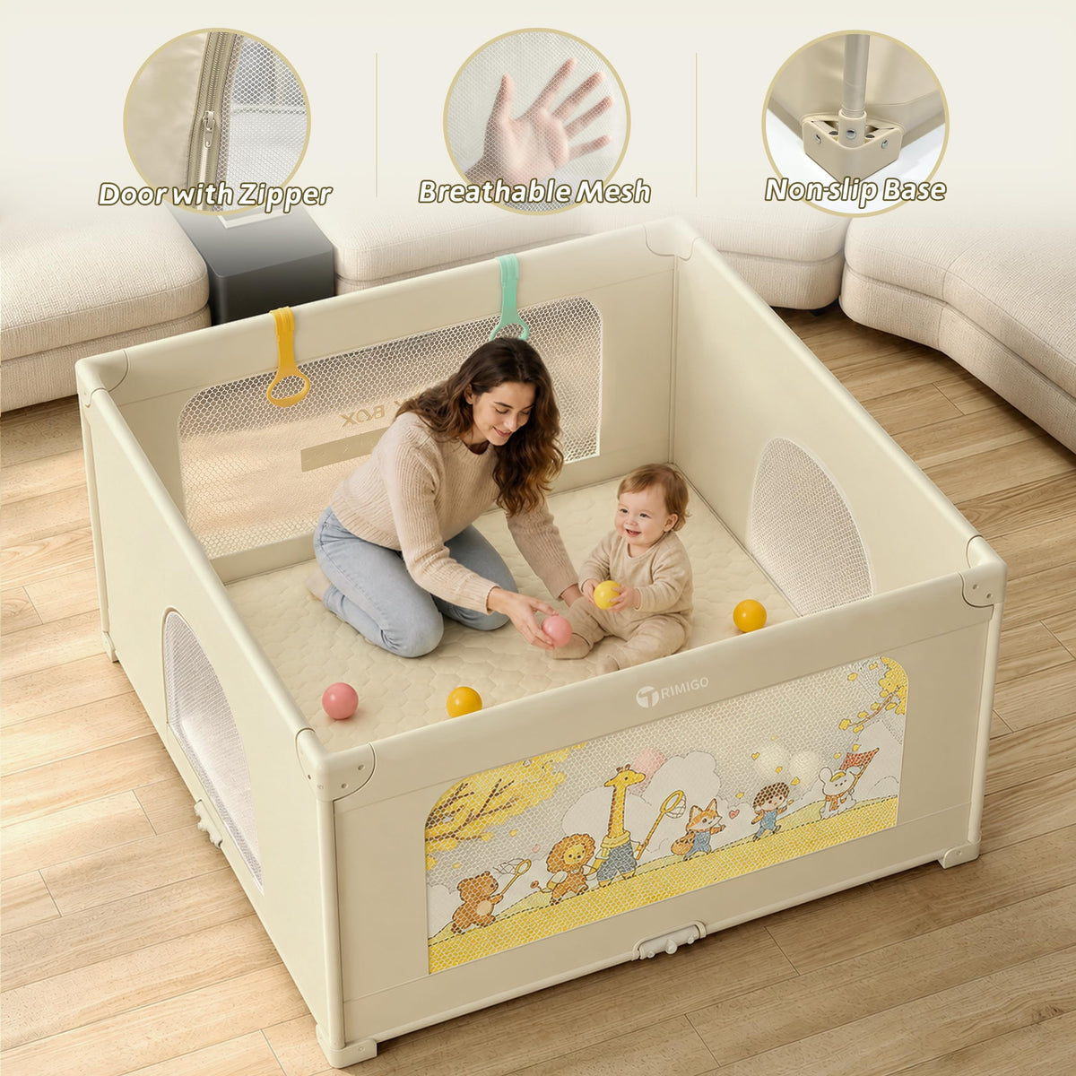 50"x50" Foldable Baby Playpen with Mat X784656