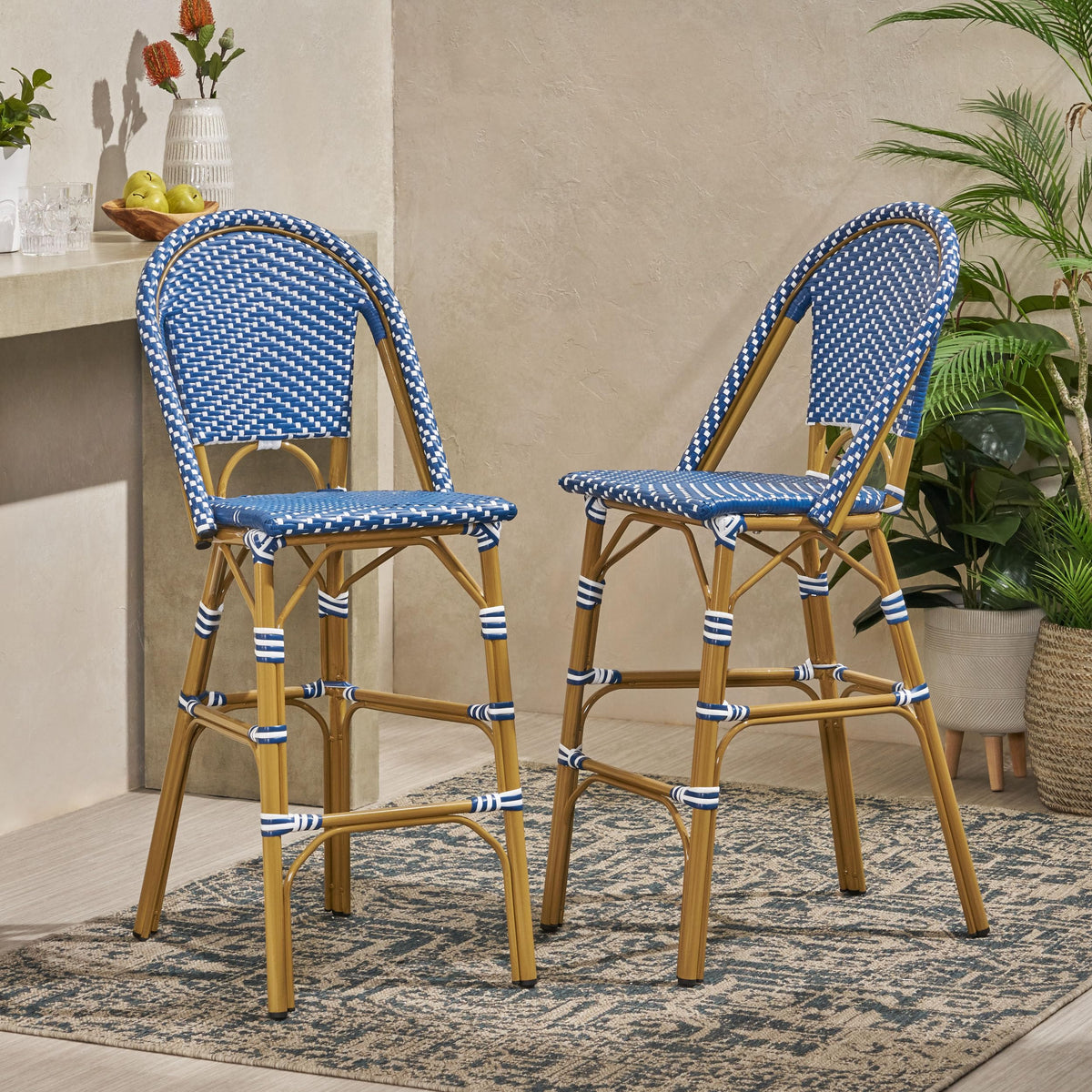 29.5" PE Rattan Bar Stool Set of 2 W323335