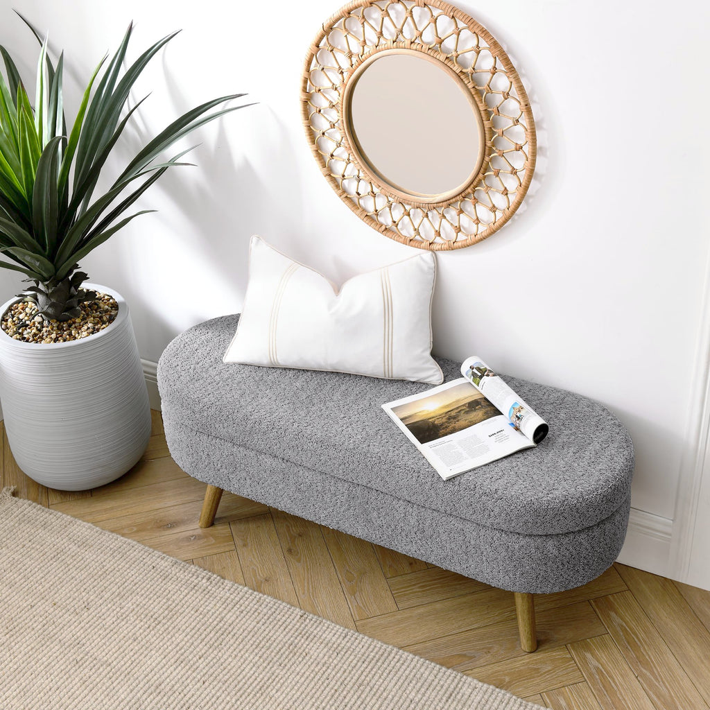 Oval Storage Bench with Rubber Wood Legs H791