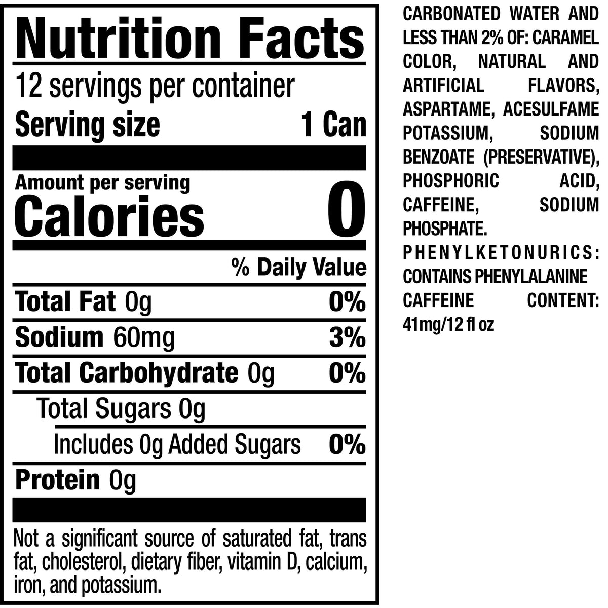 Zero Sugar Soda 12 fl. oz. Cans 12 Pack Pack of 2 L990720
